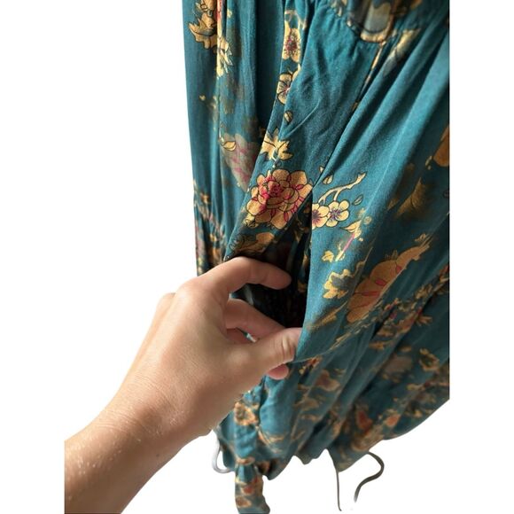 Natural Life Rebecca Midi Dress size XL Green  Teal Orange Clusters - Picture 10 of 12